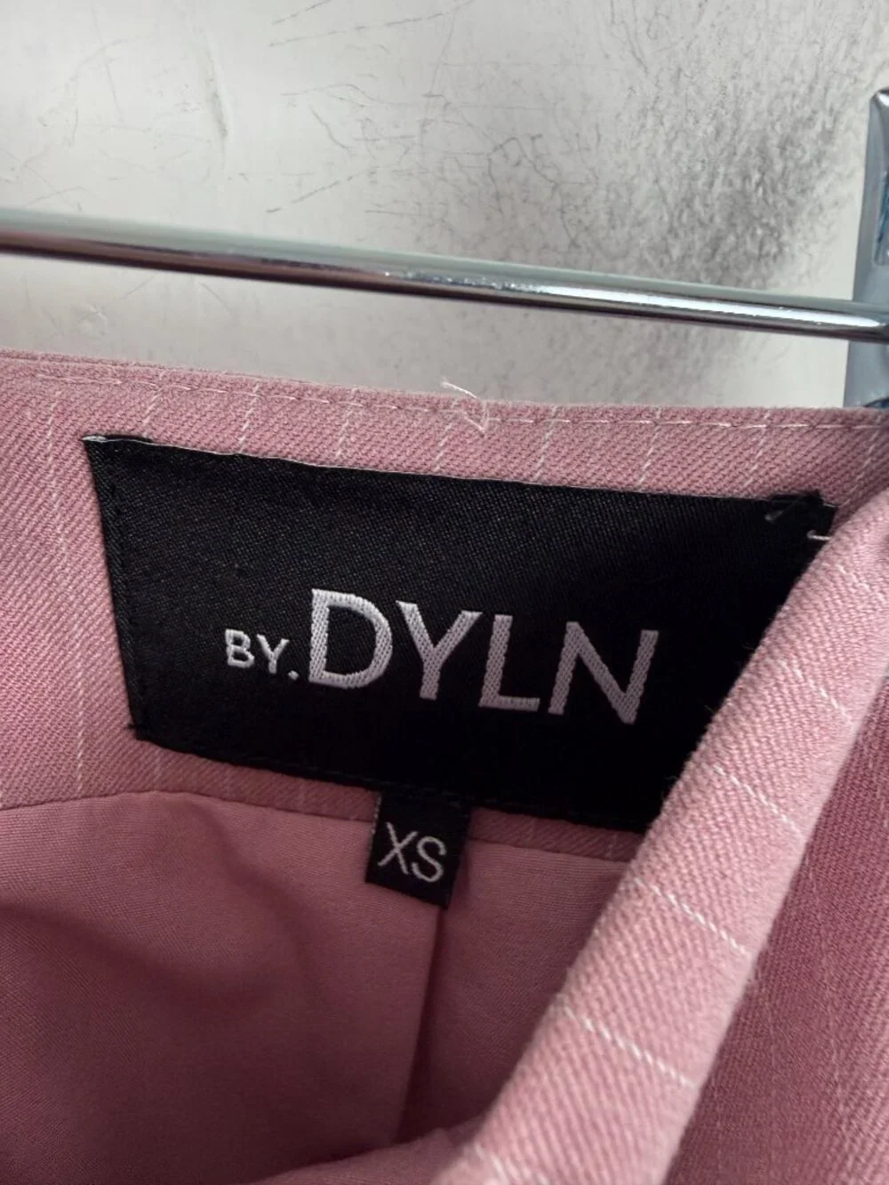 By.Dyln Zayne Mini Skirt Stripes High Slit Revolve Pink Pinstripe Size XS EUC - Picture 5 of 10